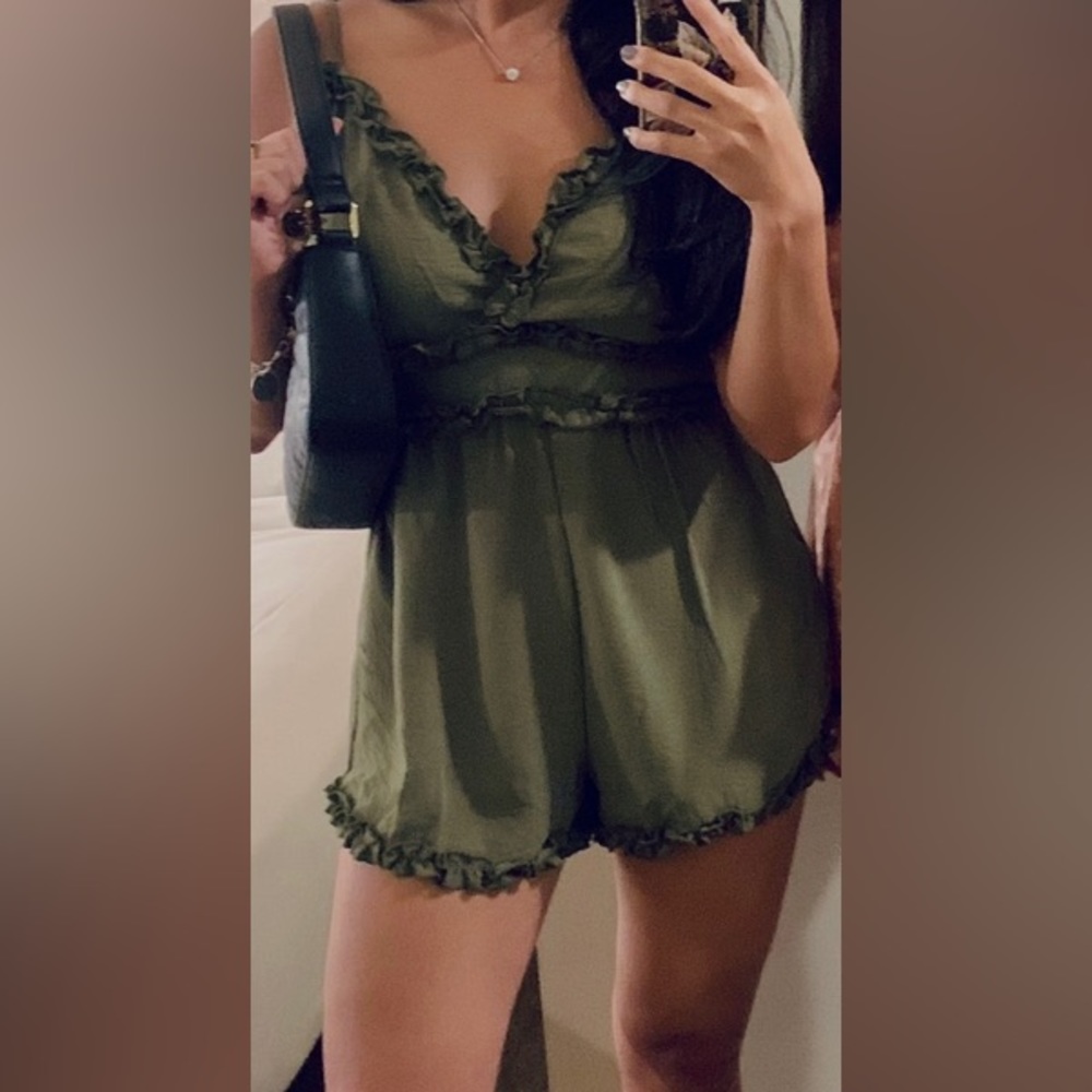 Olive green summer romper